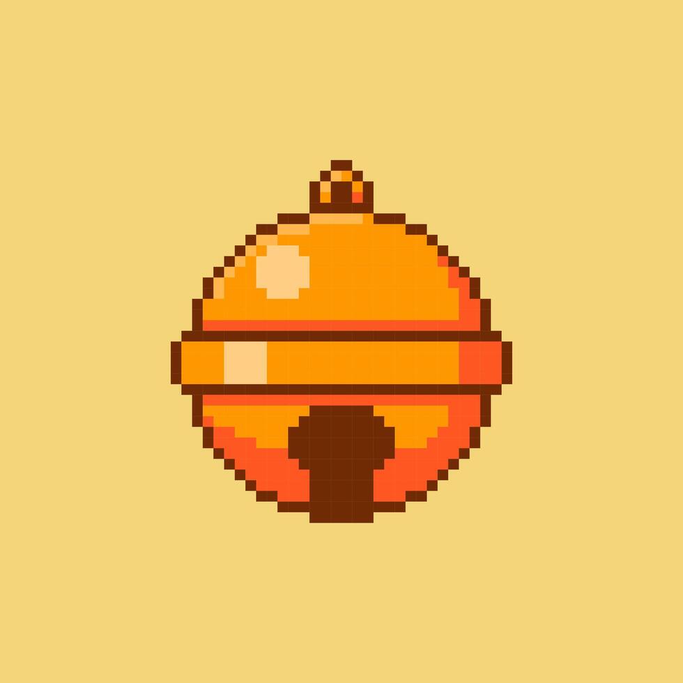 Pixel art Golden Bell game asset design vector