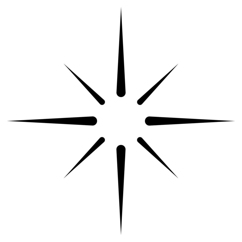striking black starburst eight pointed rays on a white background vector
