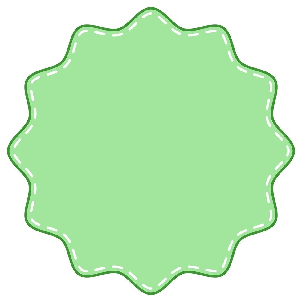 Vibrant Green Starburst Badge with Playful Dashed Border vector