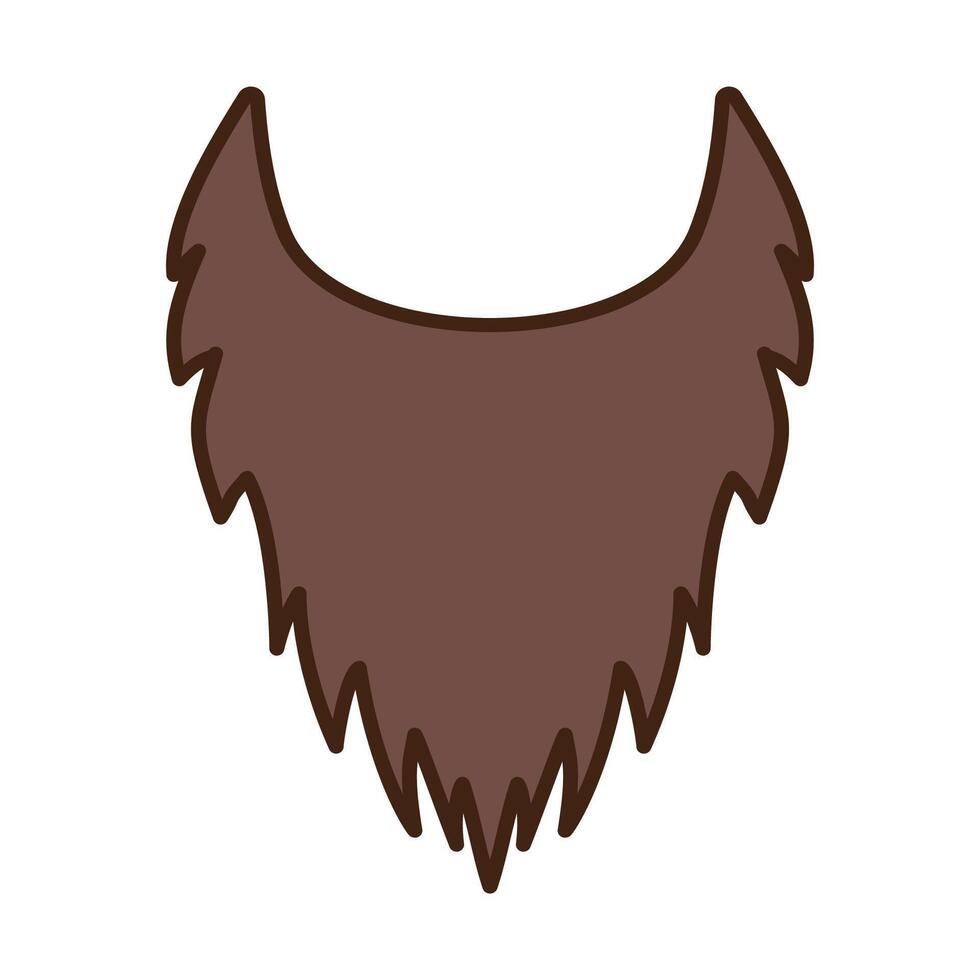 Rustic Brown Beard Illustration, cartoon brown beard with jagged edges vector