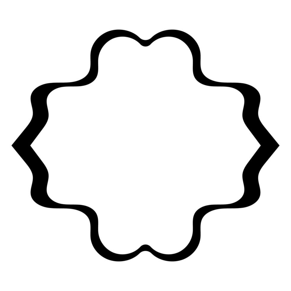 Abstract Wavy Border Frame with Curved Edges in Black Outline vector