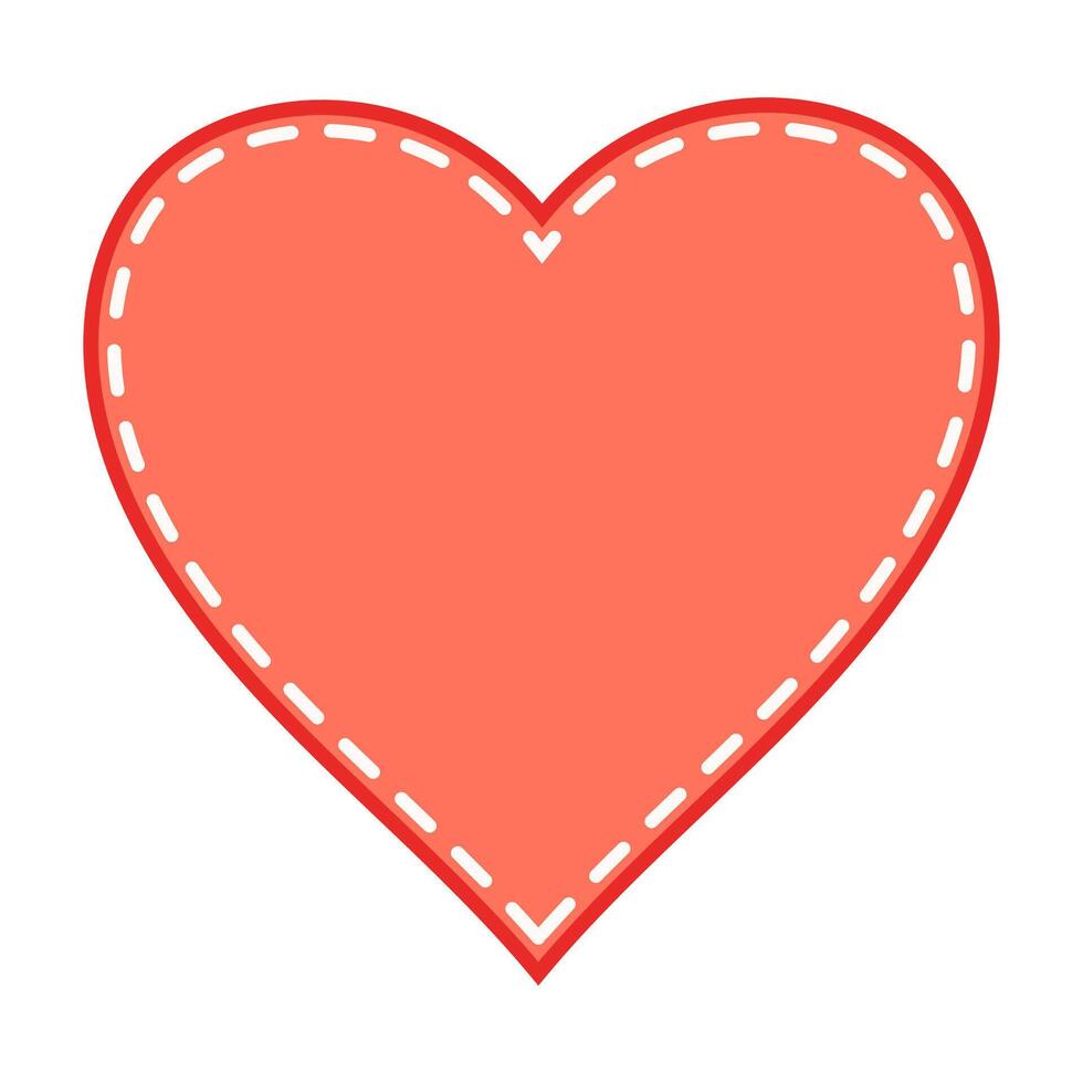 Stitched Coral Heart, on White Background vector