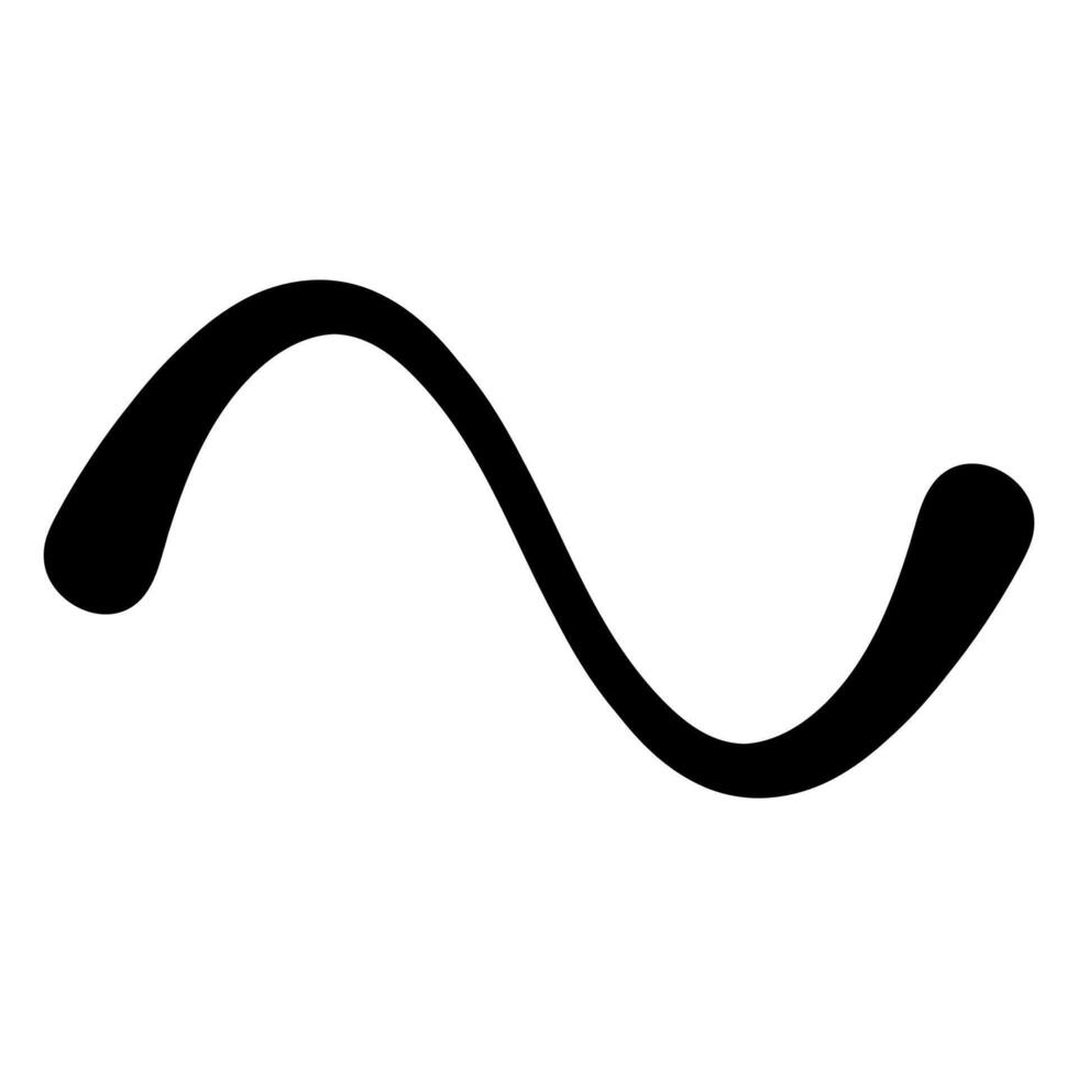 Bold Black Wavy Line with Smooth Curves on White Background vector