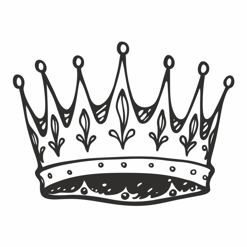 Elegant Hand Drawn Crown Illustration for Royal and Vintage Designs vector