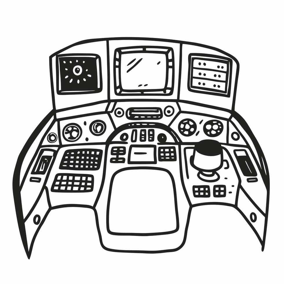 Illustration of Futuristic Control Panel with Screens and Buttons vector