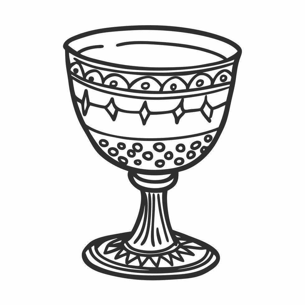Vintage Ornate Goblet Illustration Hand Drawn Medieval Chalice Art vector