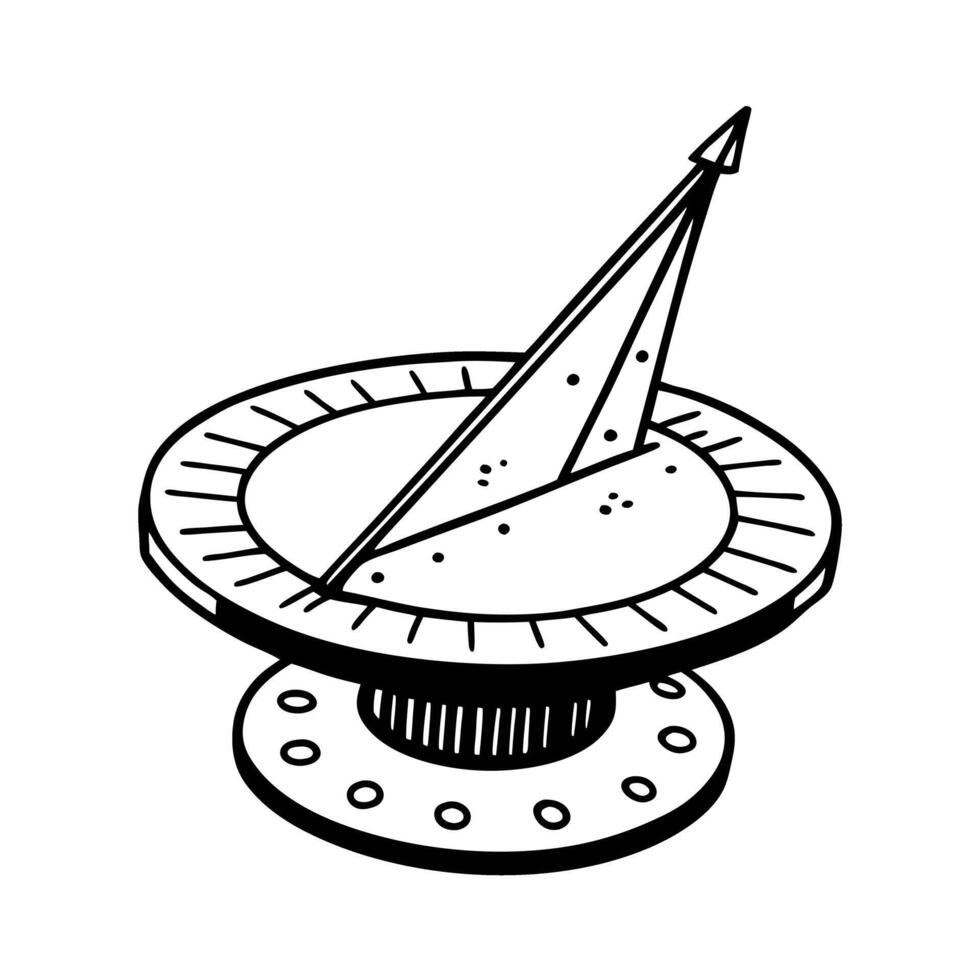 Vintage Sundial Sketch Hand Drawn Illustration of Timepiece Design vector