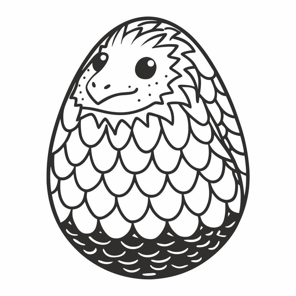 Cute Dinosaur Hatchling in Egg Hand Drawn Illustration for Kids' Designs vector