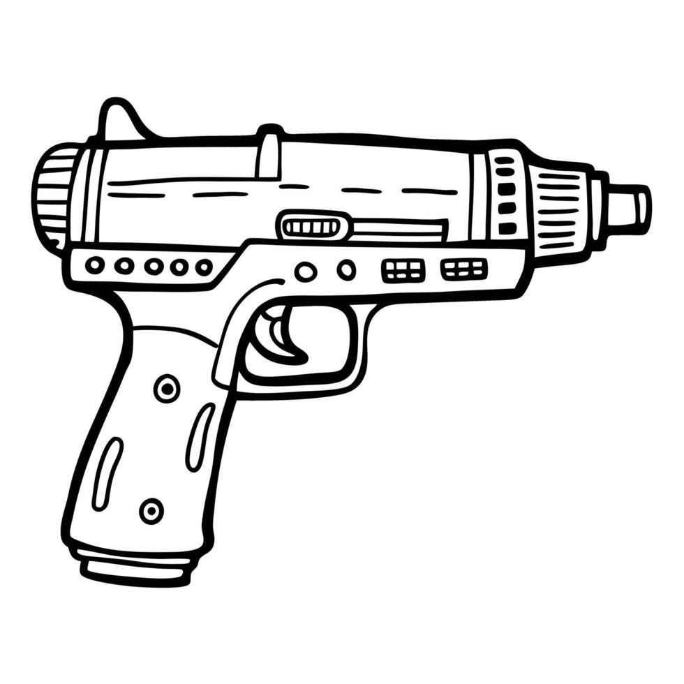 Hand Drawn Cartoon Laser Gun Illustration for Sci Fi and Futuristic Design vector