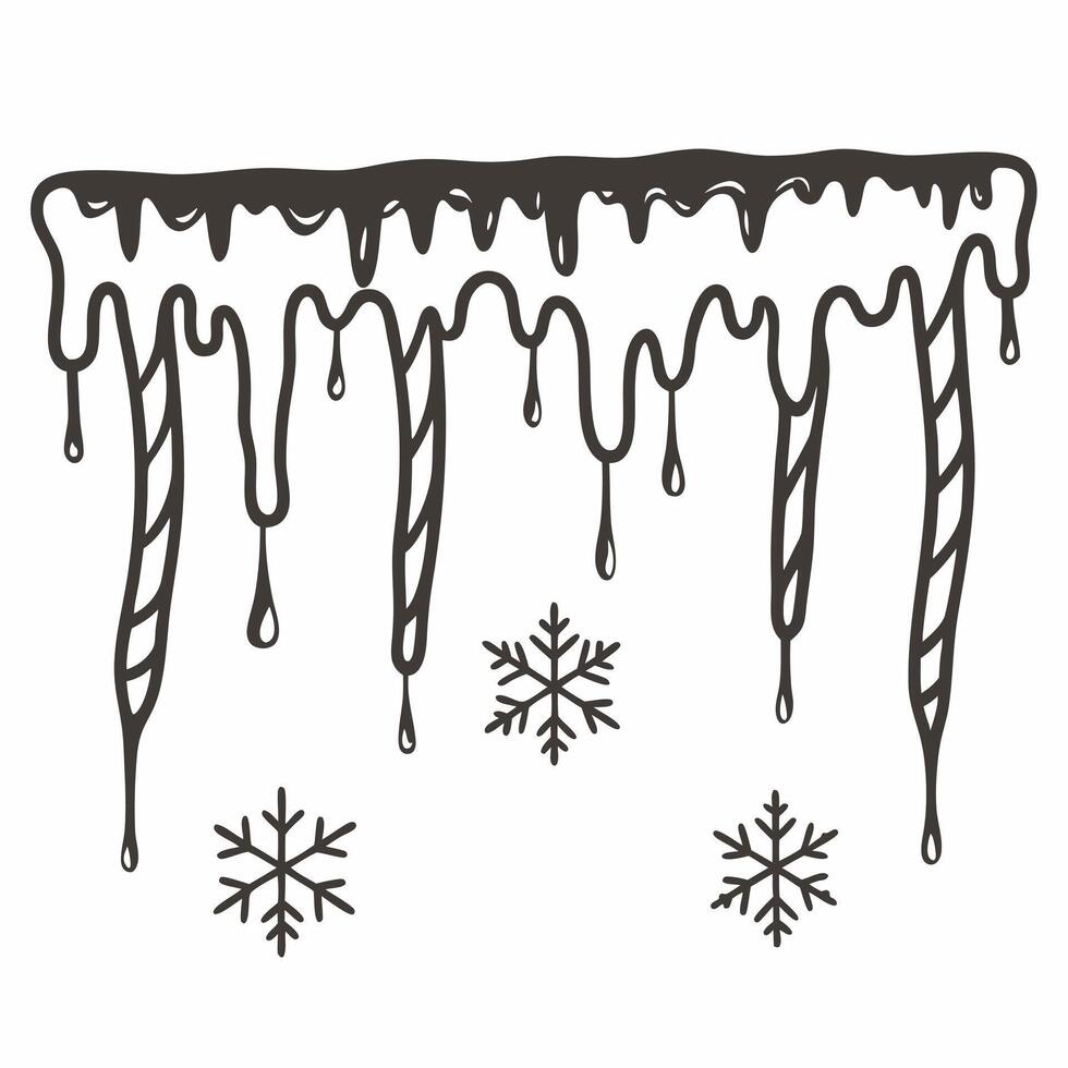 Winter Icicles and Snowflakes Illustration for Seasonal Designs vector