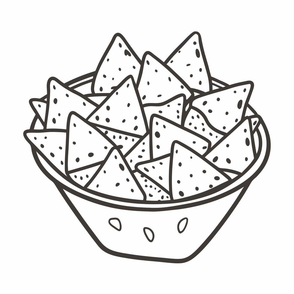 Hand Drawn Bowl of Nachos Illustration for Food Design vector