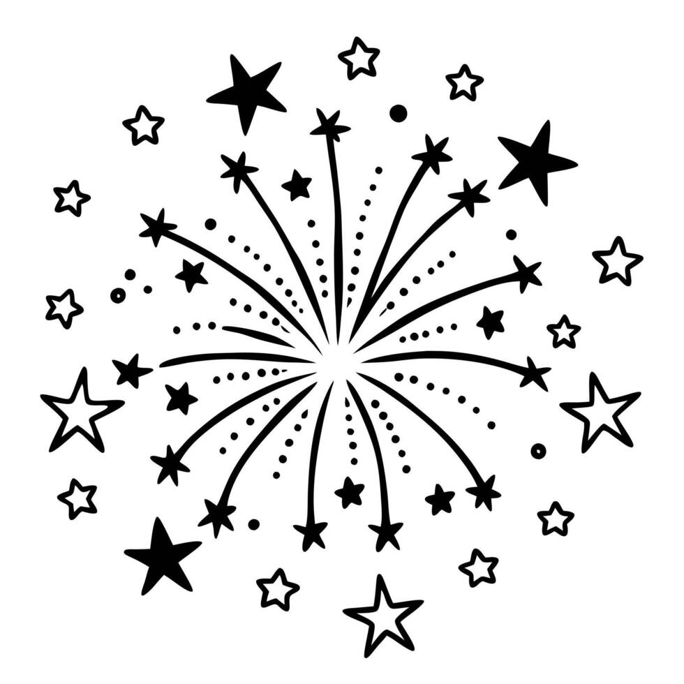 Festive Starburst Firework Illustration with Stars and Dots vector