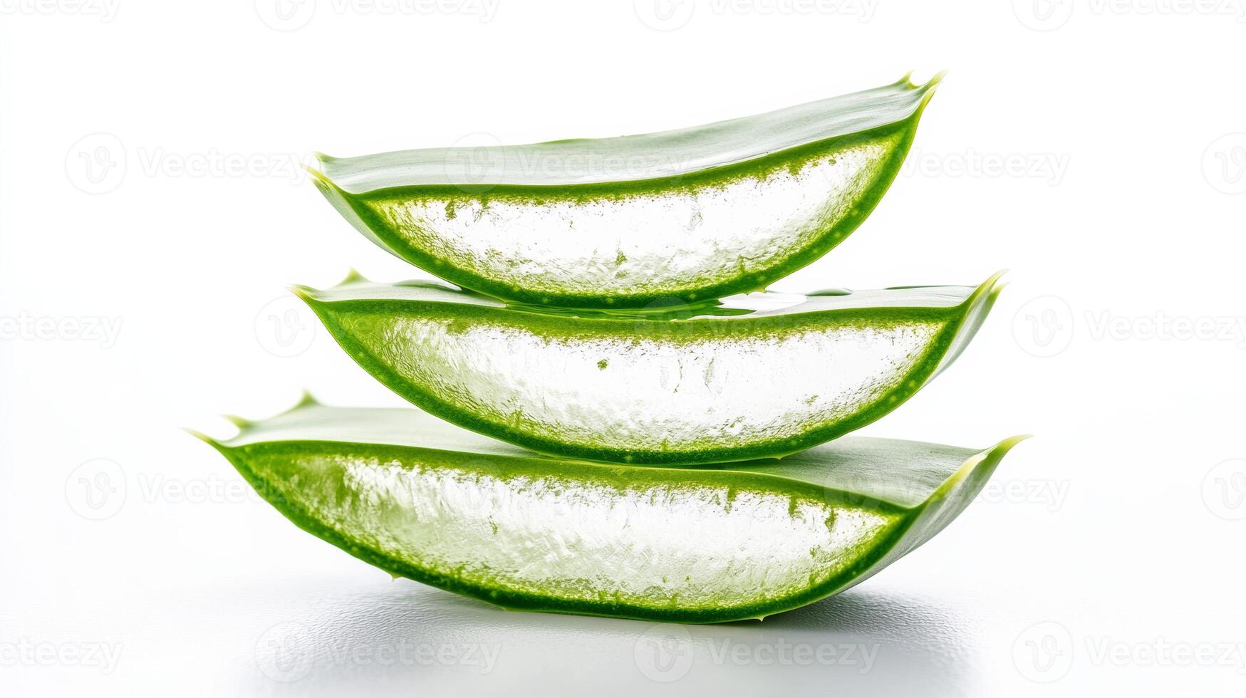 Three slices of aloe vera on a white background photo