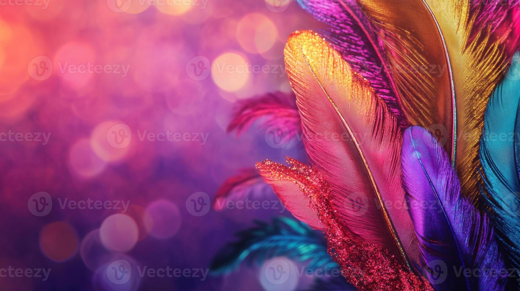 Colorful feathers on a colorful background photo