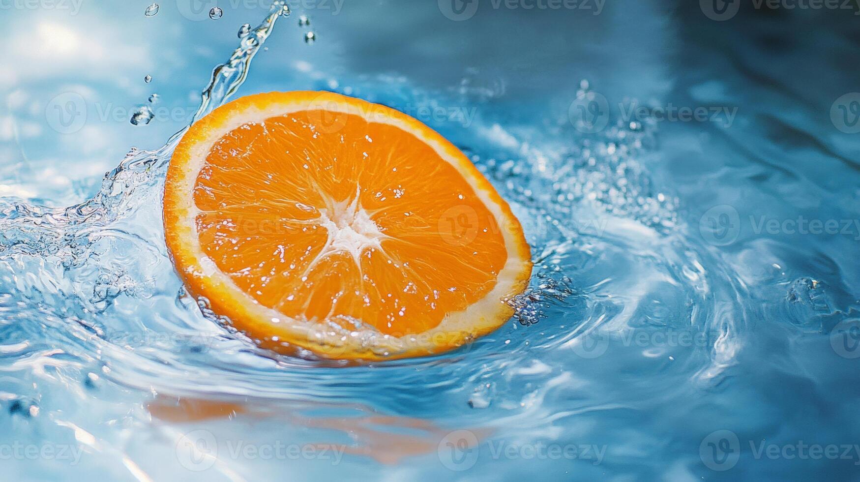 A slice of orange in the water photo