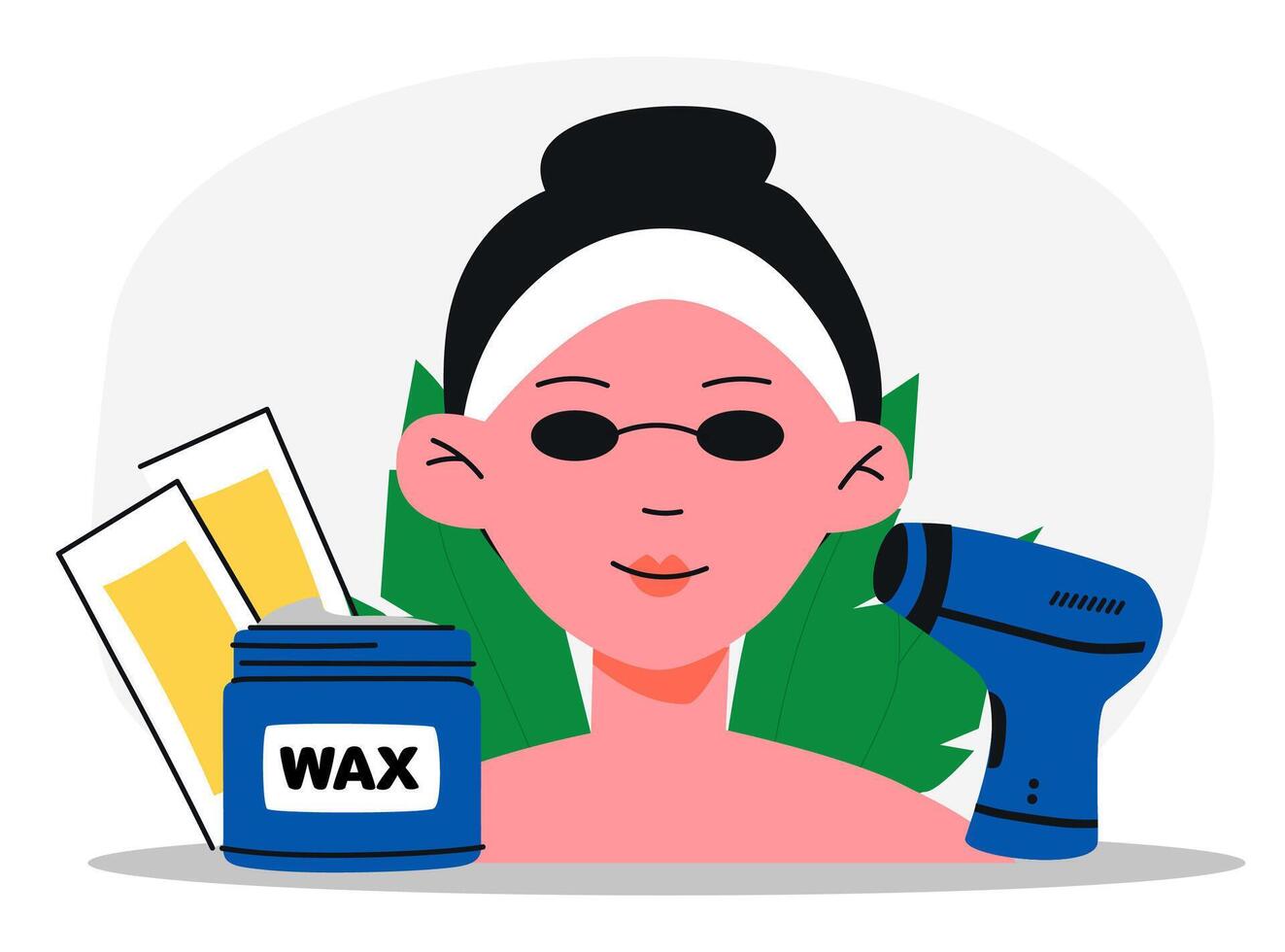 Hair Removal Scene, Waxing and Laser Epilation. vector