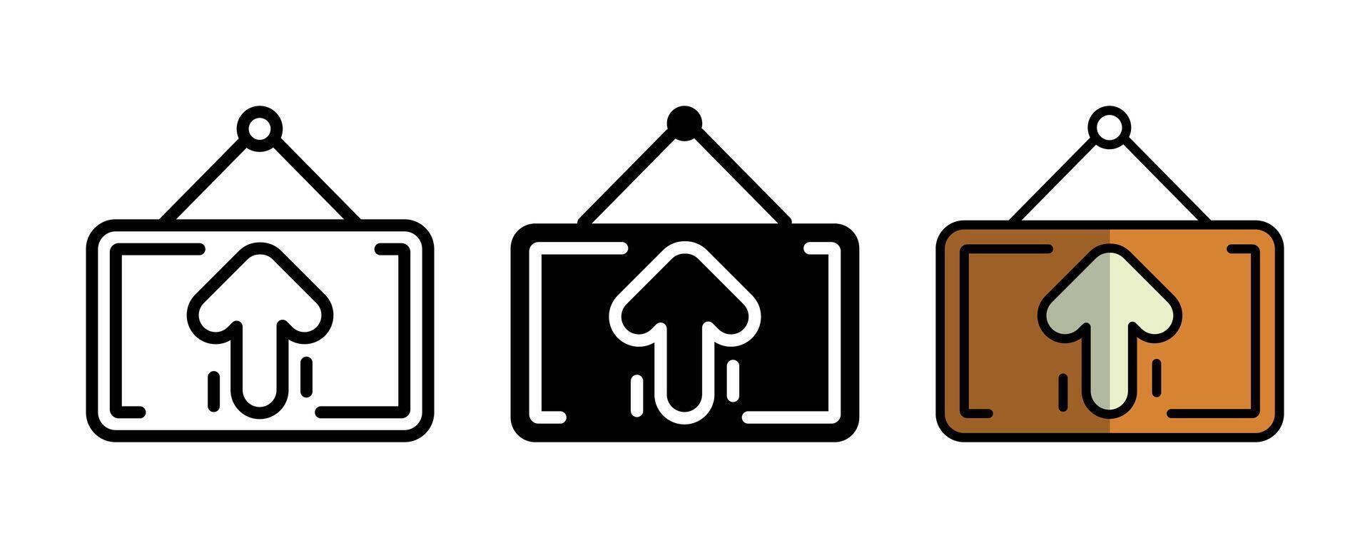 Collection of Hanging Sign Icons with Upward Arrows vector