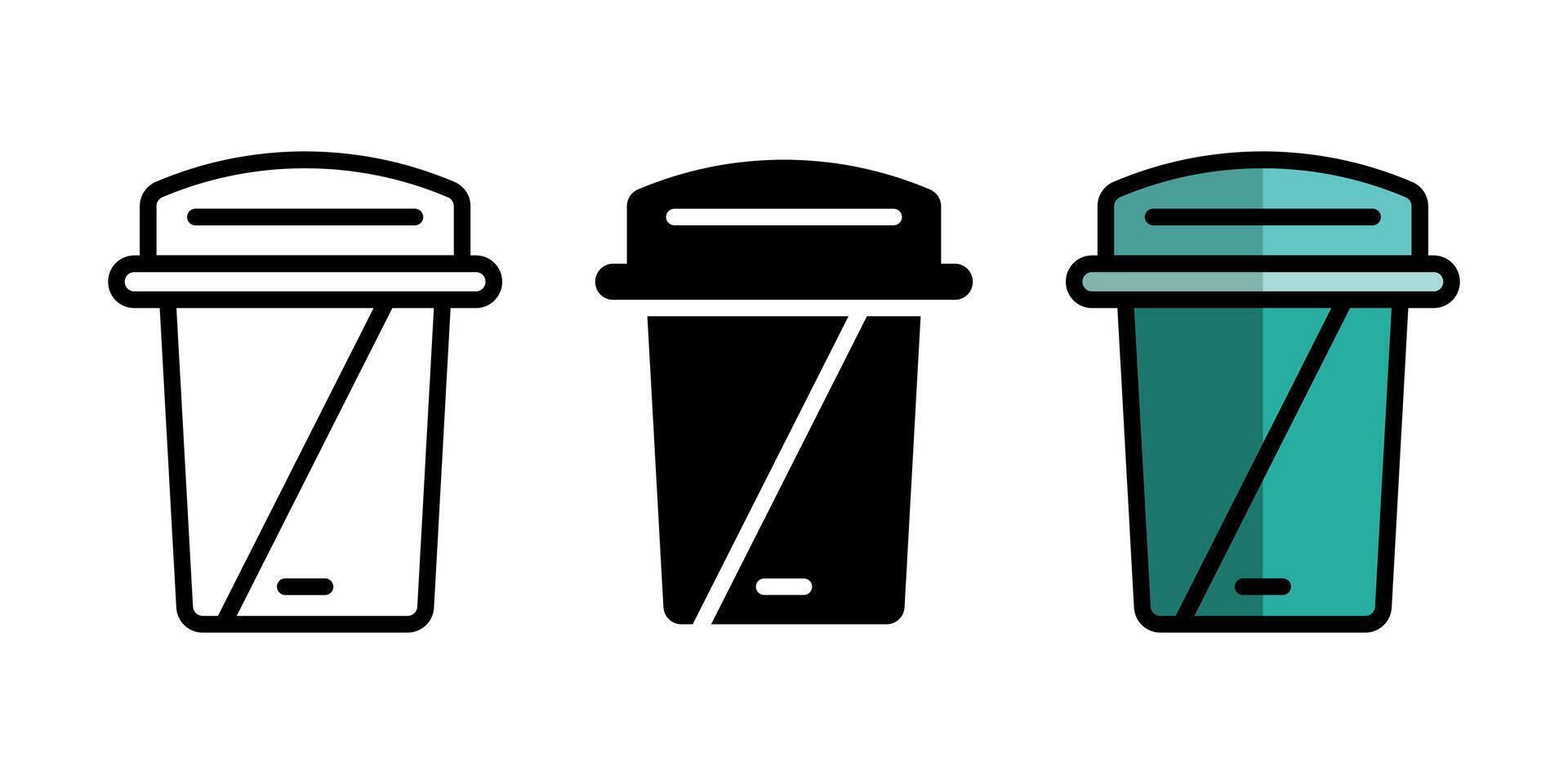 Collection of Trash Bin Icons in Three Distinct Styles vector