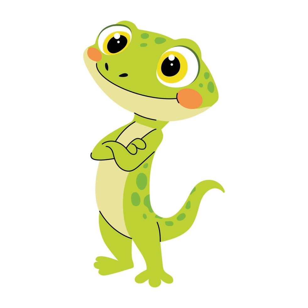 Cute cartoon lizard. vector