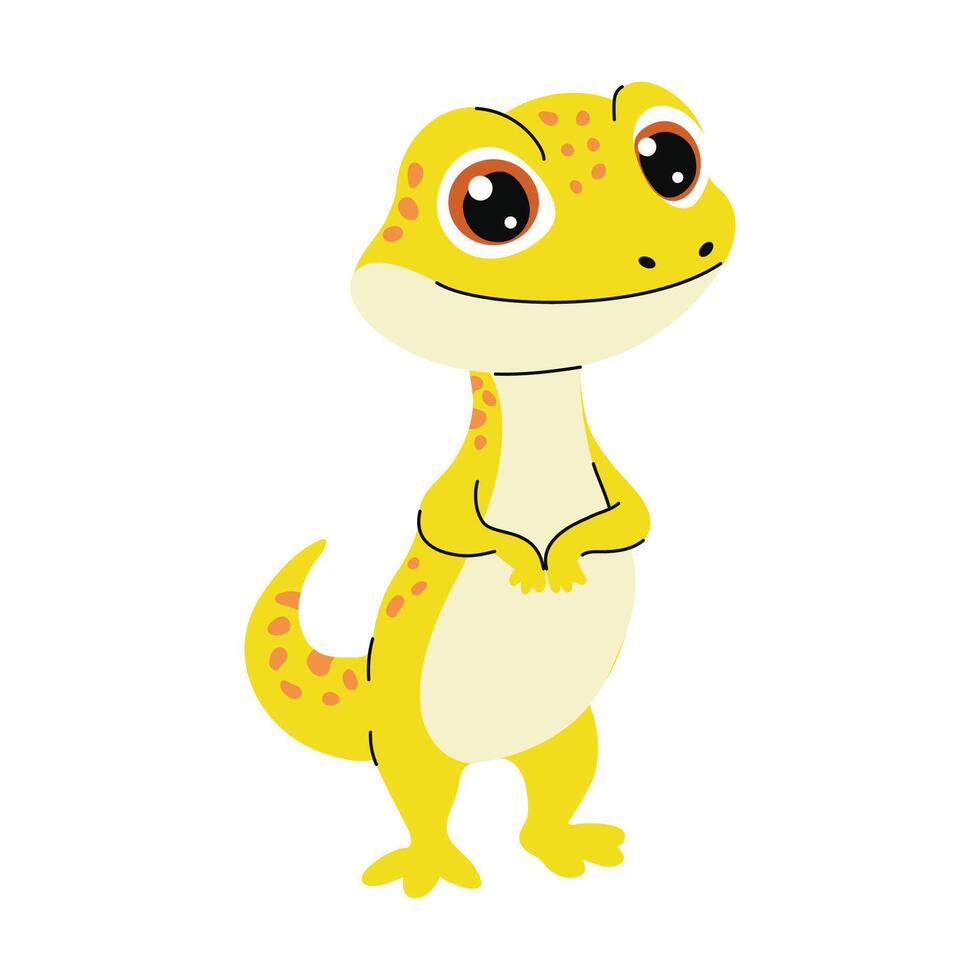 Cute cartoon lizard on a white background. illustration vector