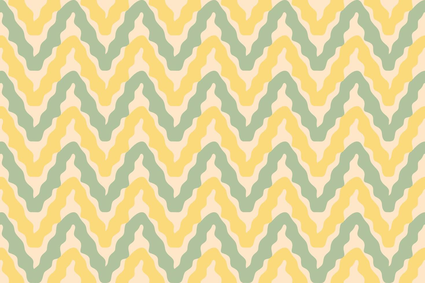 Vintage wavy zigzag seamless pattern in yellow and green tones vector