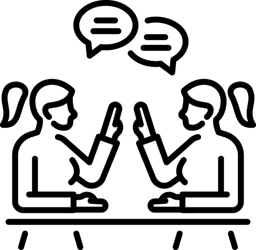Two debating women, a linear style icon vector