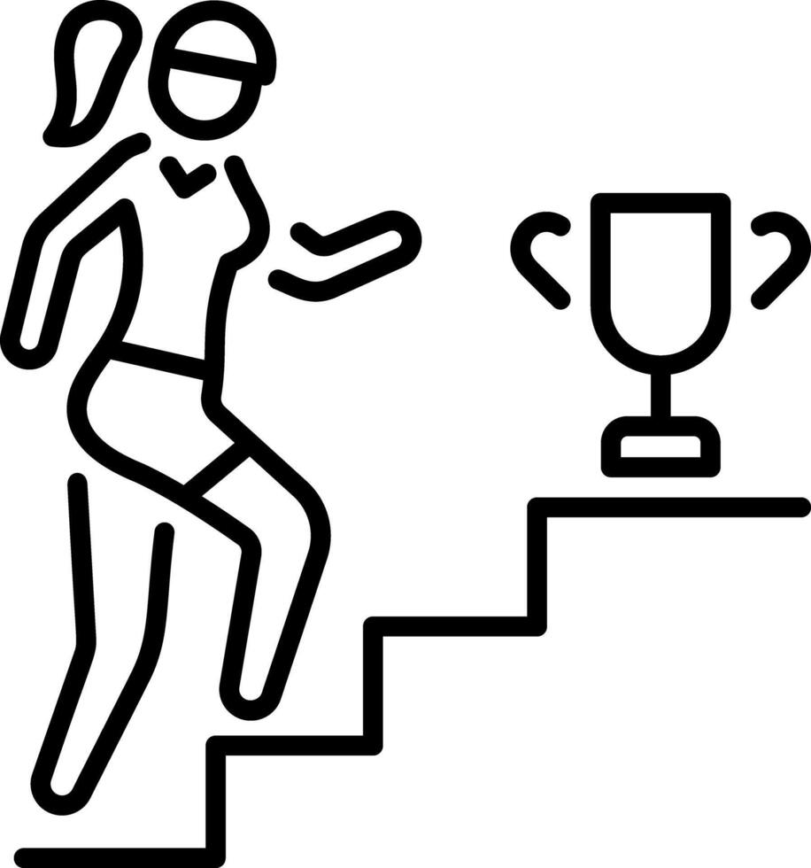 Woman career success icon in linear style vector