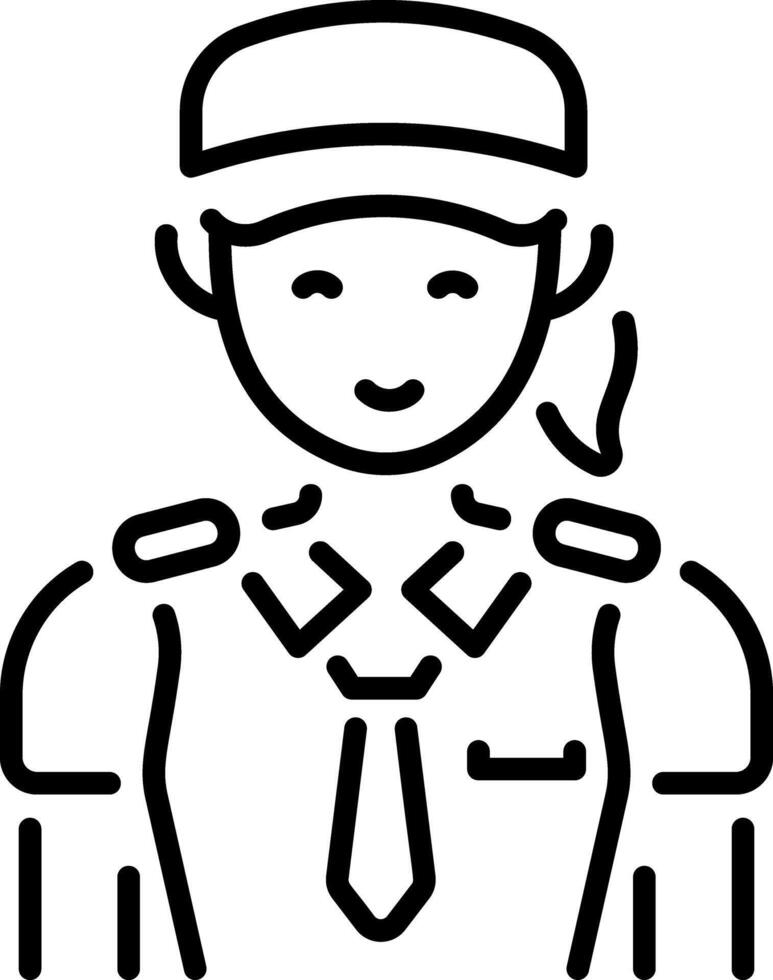 Female pilot character icon in linear style vector