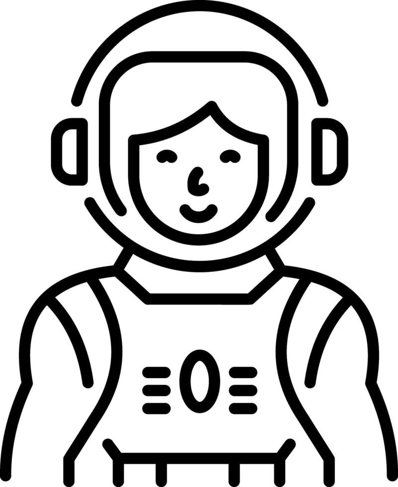 Female astronaut character icon in linear style vector