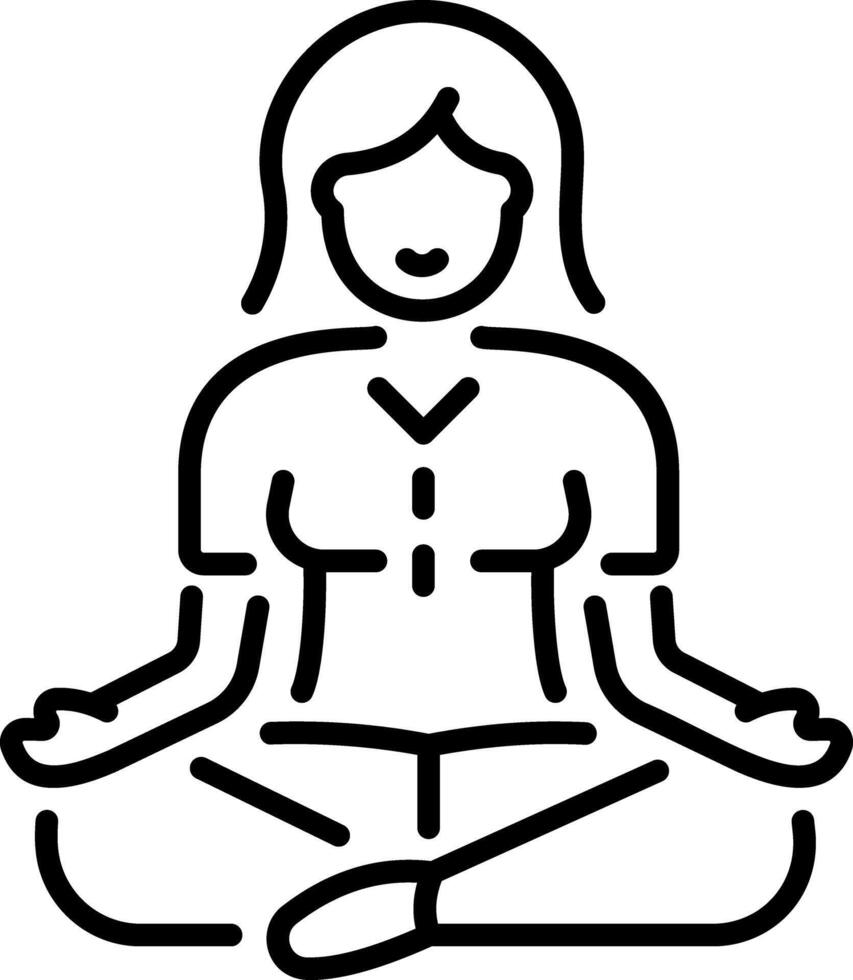 A gild doing meditation, linear style icon vector
