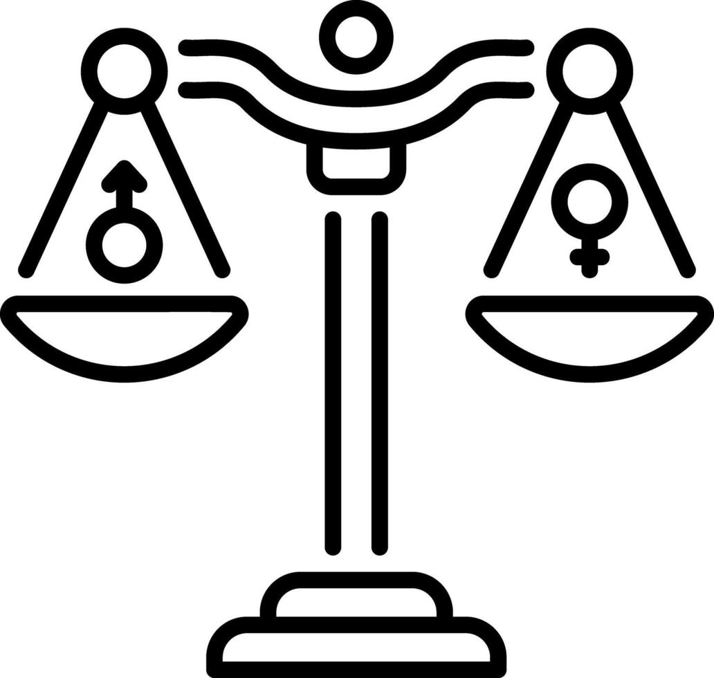 Gender justice scale icon in linear style vector
