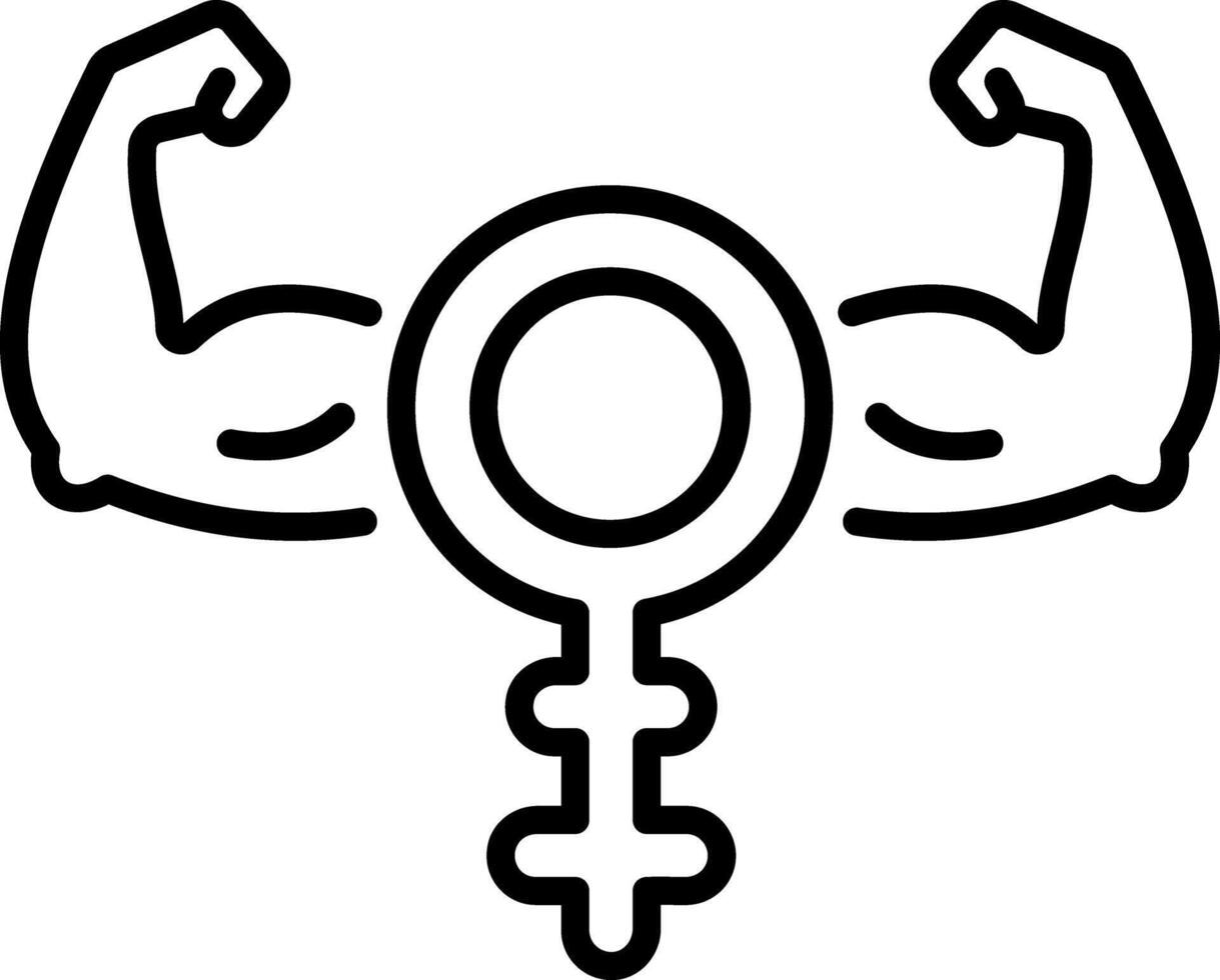 Strong female symbol icon in linear style vector
