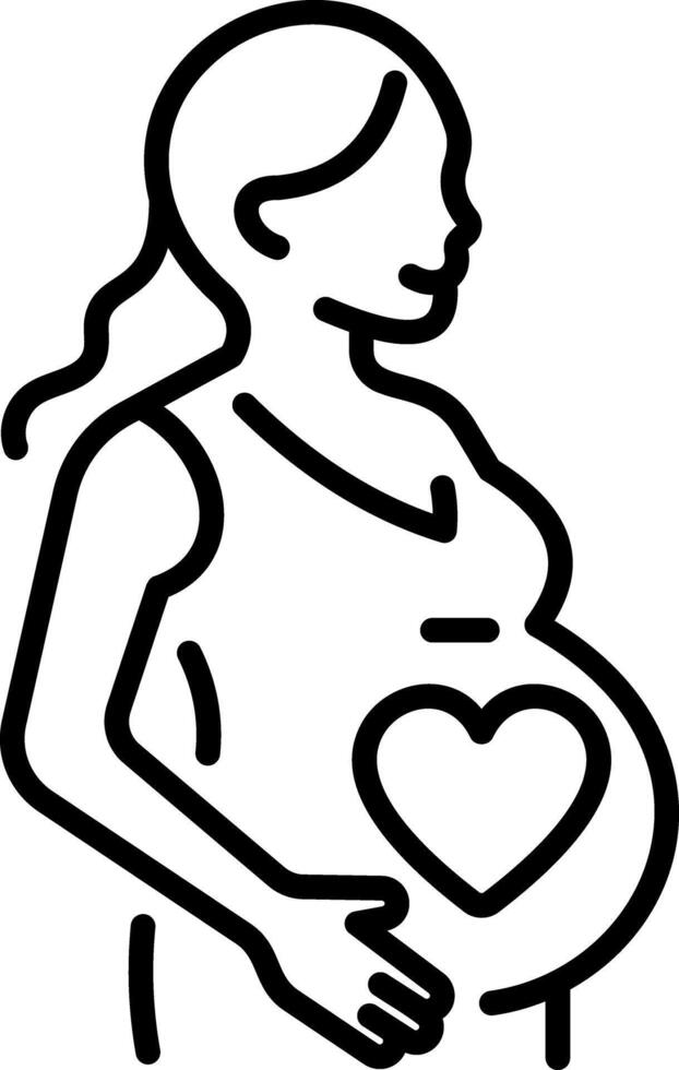 A linear icon showing pregnancy period of a woman vector