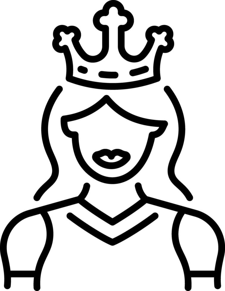 A line style icon of crowned woman character vector