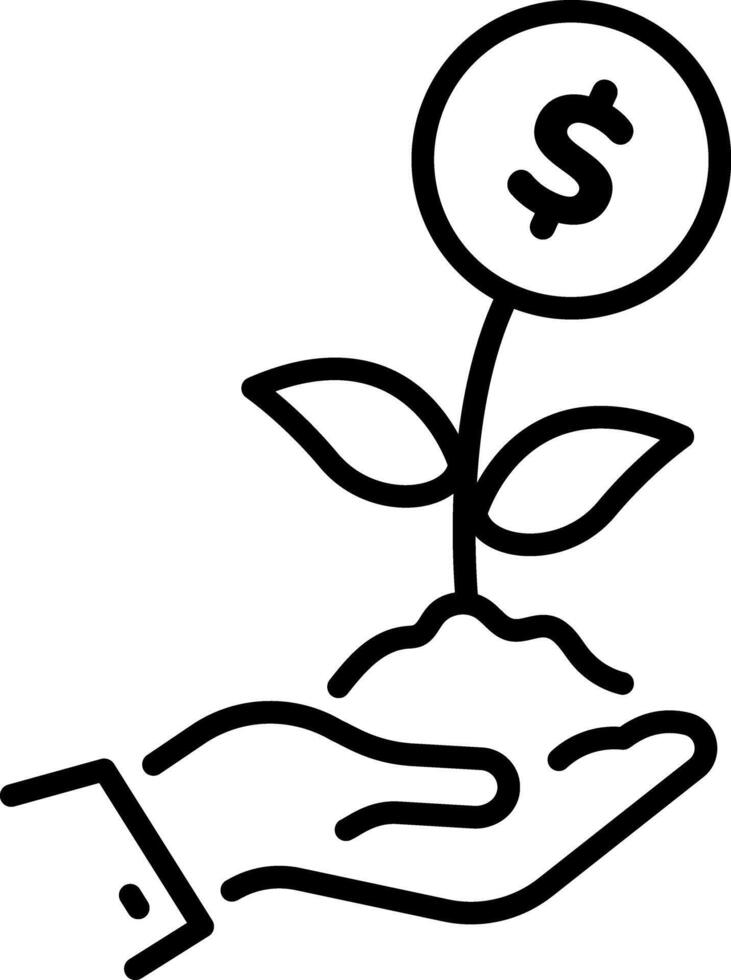 A line style icon of money plant showing sales growth vector