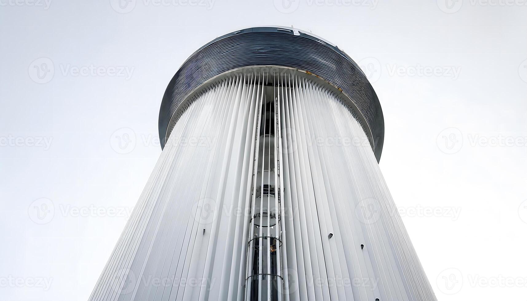A tall white tower with a large window photo