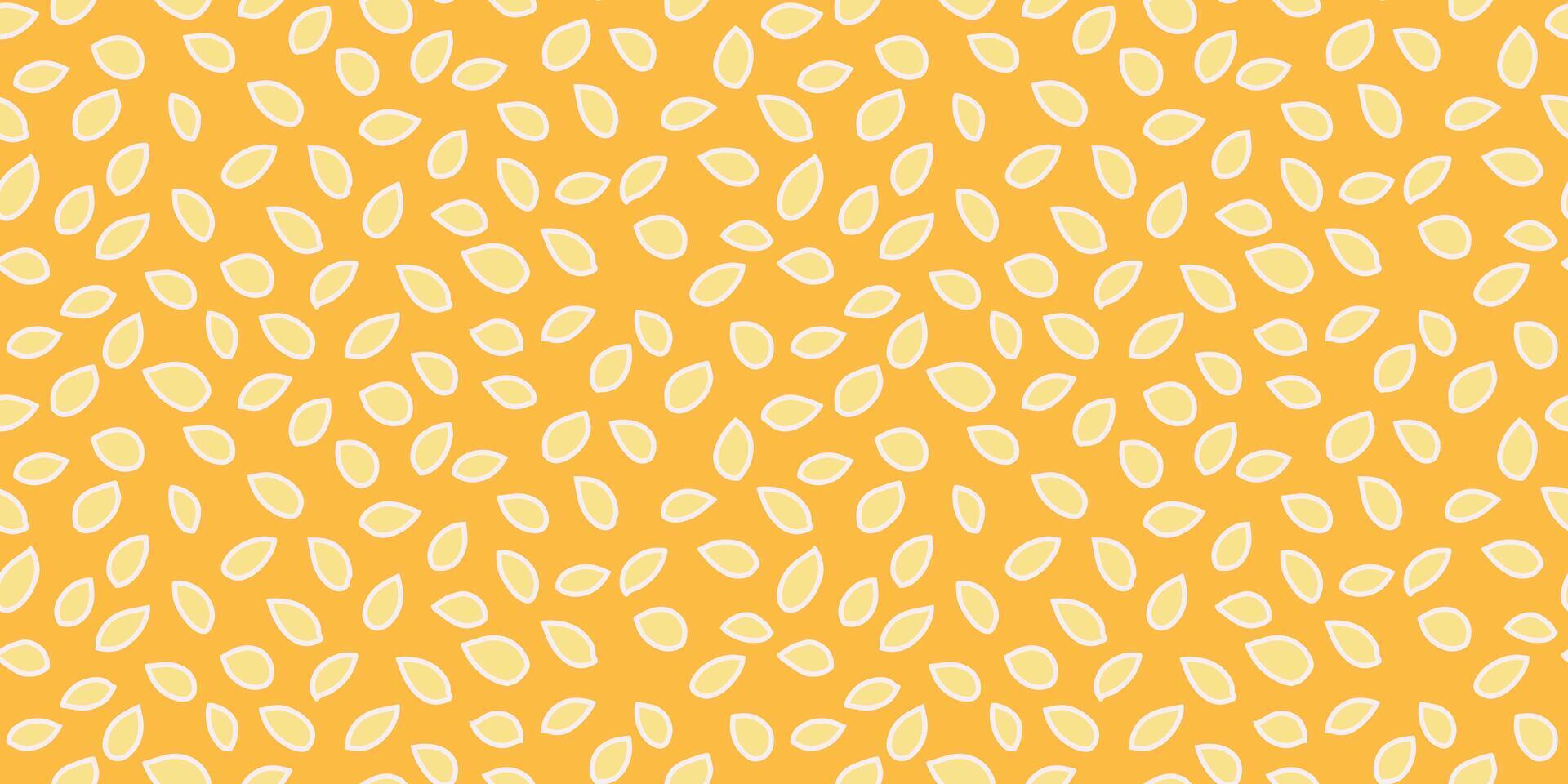 Seamless pattern with abstract organic leaf shapes in outlines on a yellow background. Plain unique print for textiles, wallpapers, packaging, wrapping paper, branding, and modern decor. vector