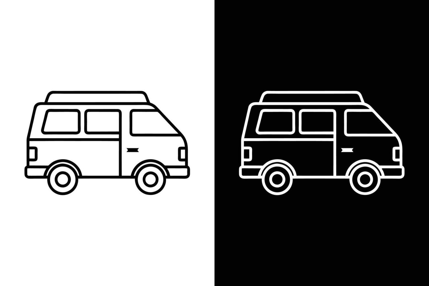 Minimalist Camper Icon. Clean Black and White Silhouette vector