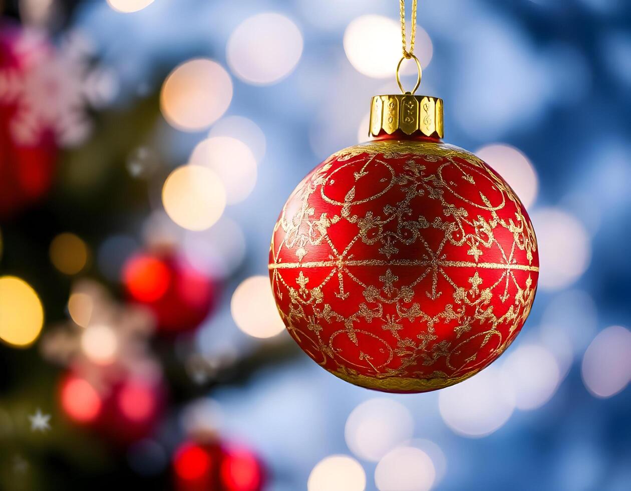 Christmas ball on bokeh background. Christmas and New Year concept photo