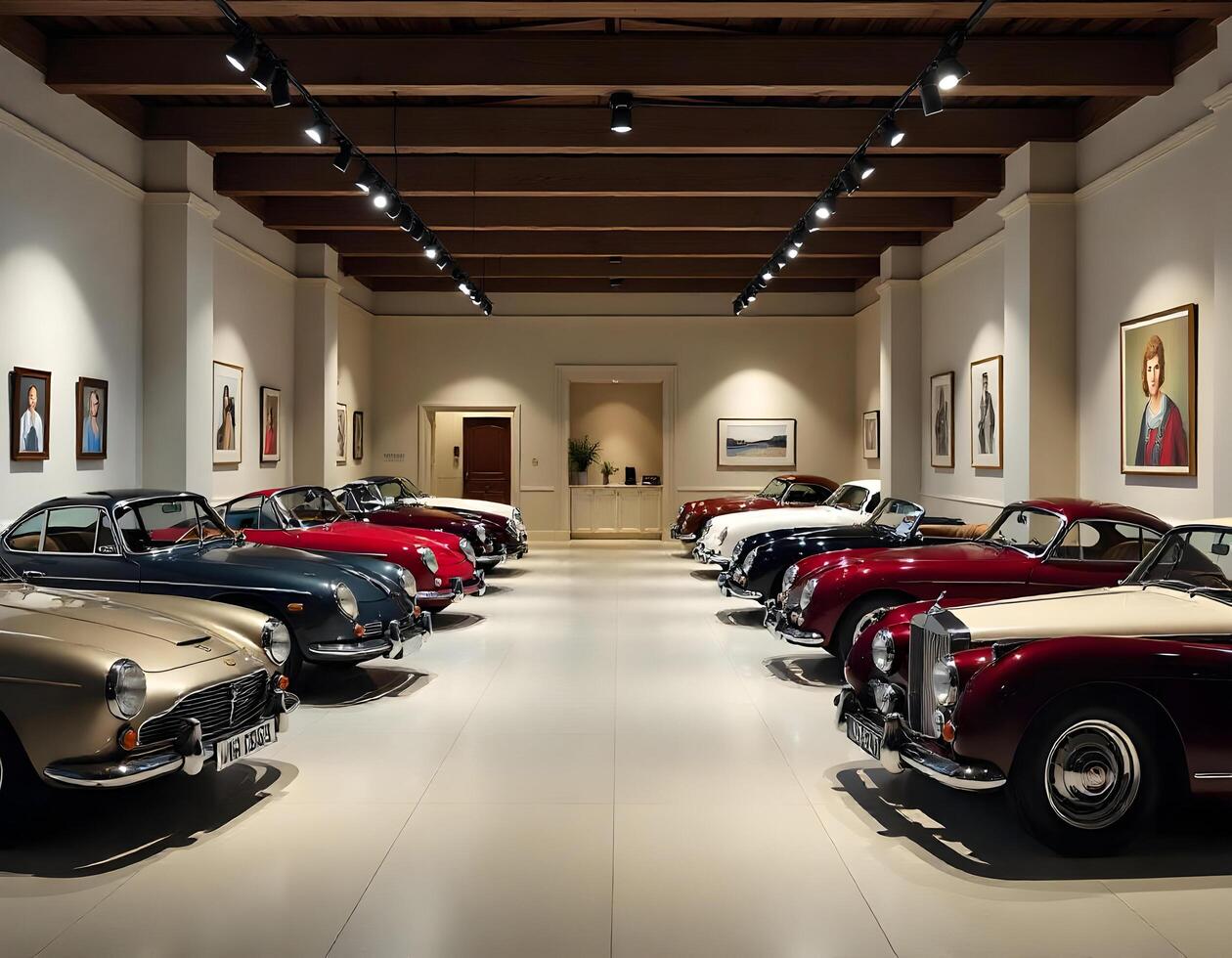 Collection of old american cars in the museum. photo