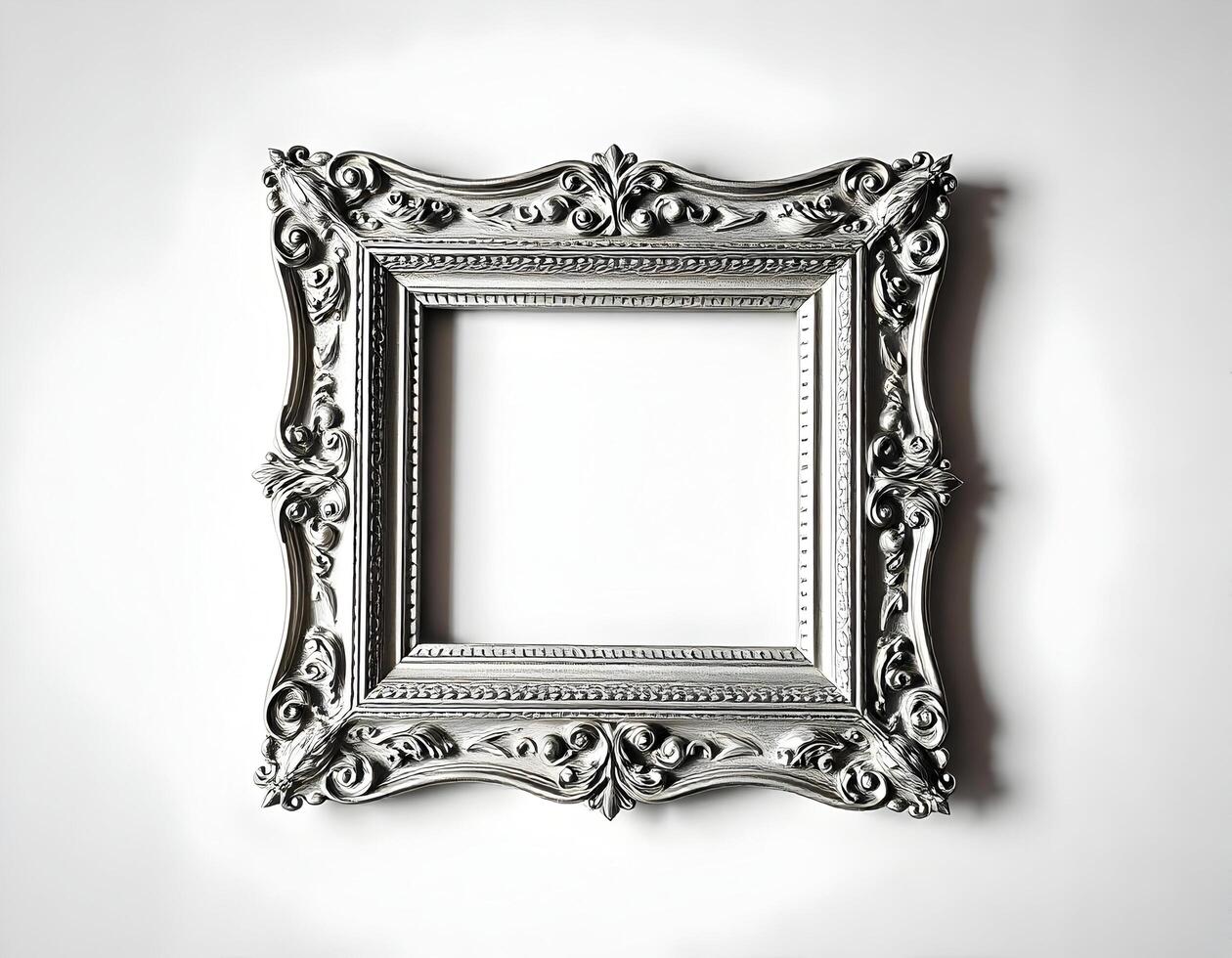 Silver picture frame on a white background. Isolated. 3d rendering photo
