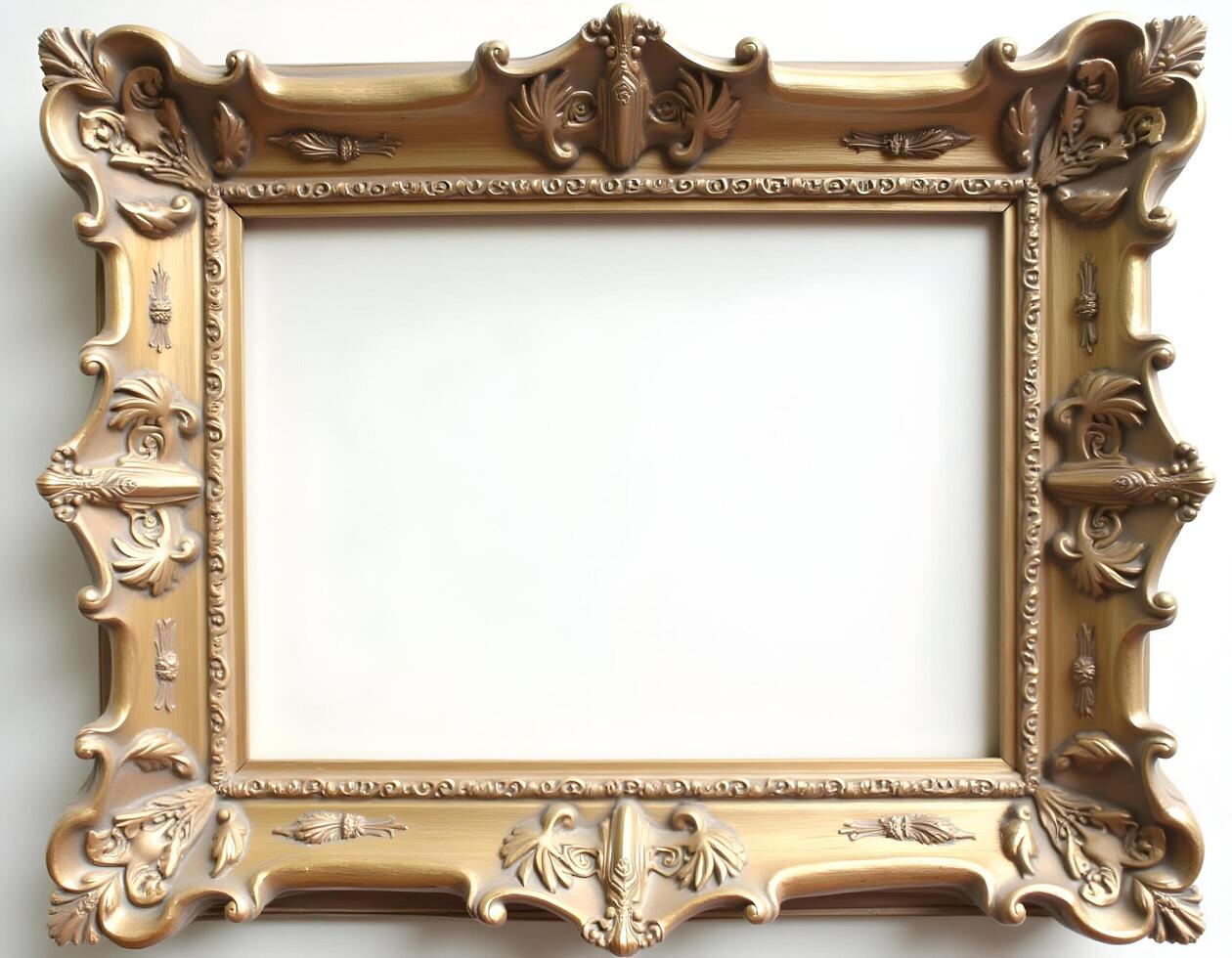 Antique gold picture frame isolated on white background, clipping path included photo