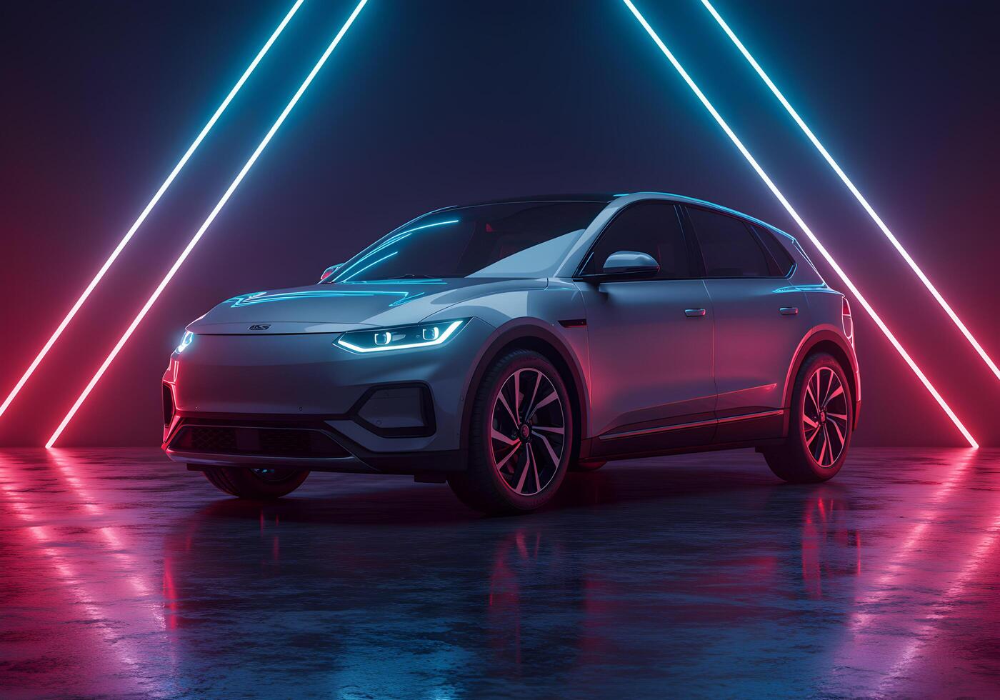 3D rendering of a brand-less generic concept car in the studio2 photo