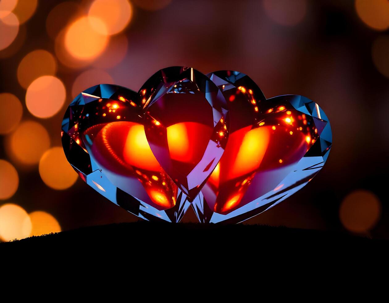 Heart shaped diamond on bokeh background. Valentines day concept photo