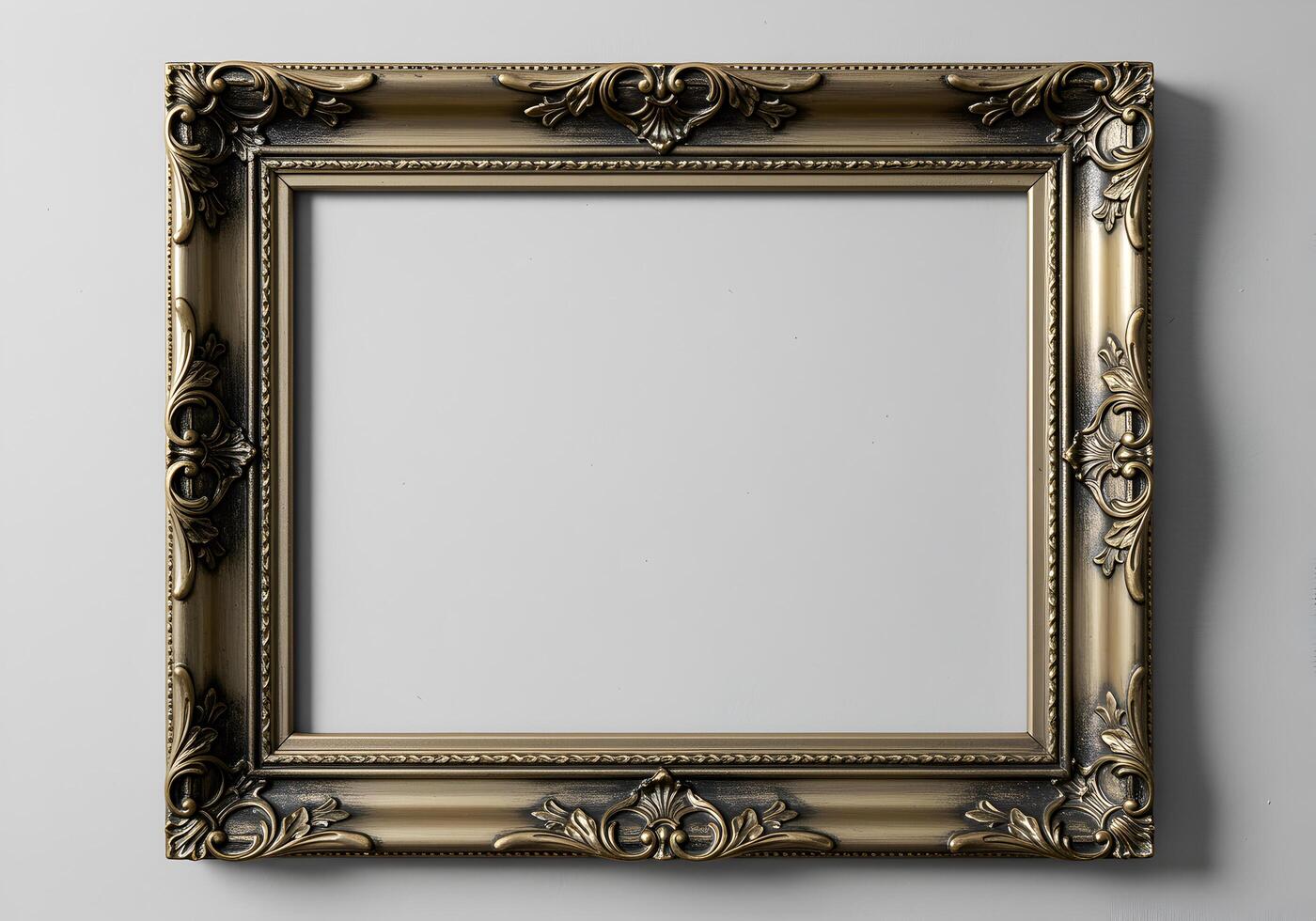 Frame for paintings, mirrors or photo on a gray background. 3d rendering