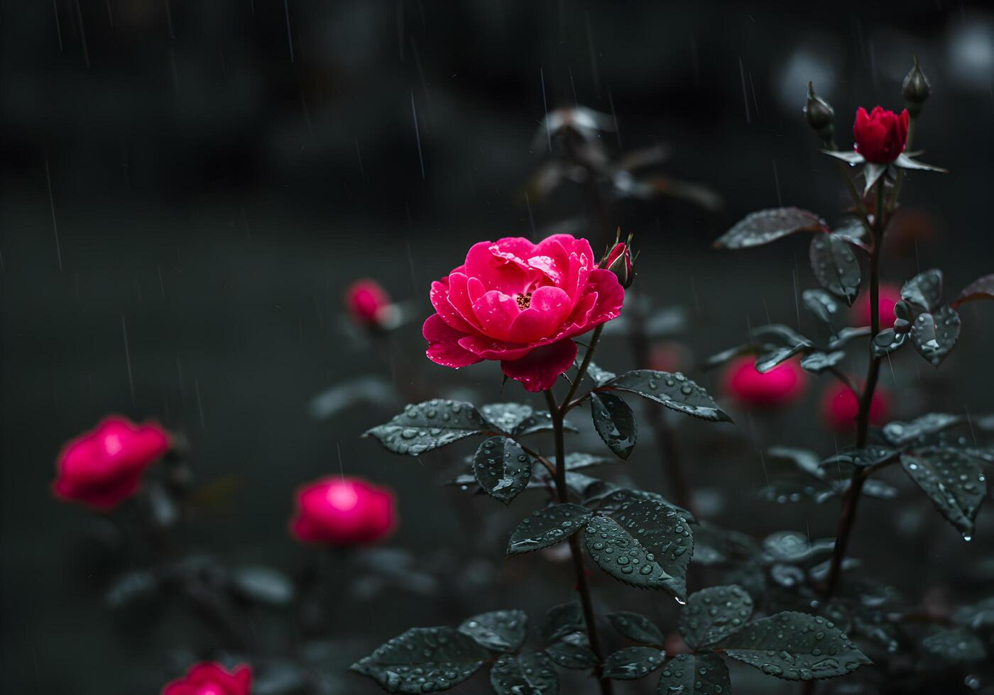Beautiful roses in the garden, Roses are beautiful with rain. photo