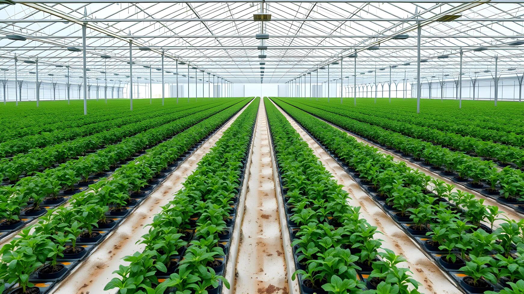 growing natural agricultural crops in a greenhouse photo