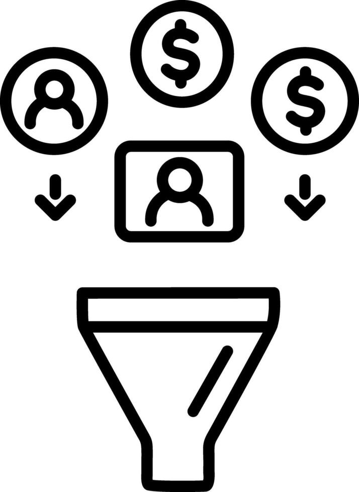 Sales conversion funnel icon in linear style vector
