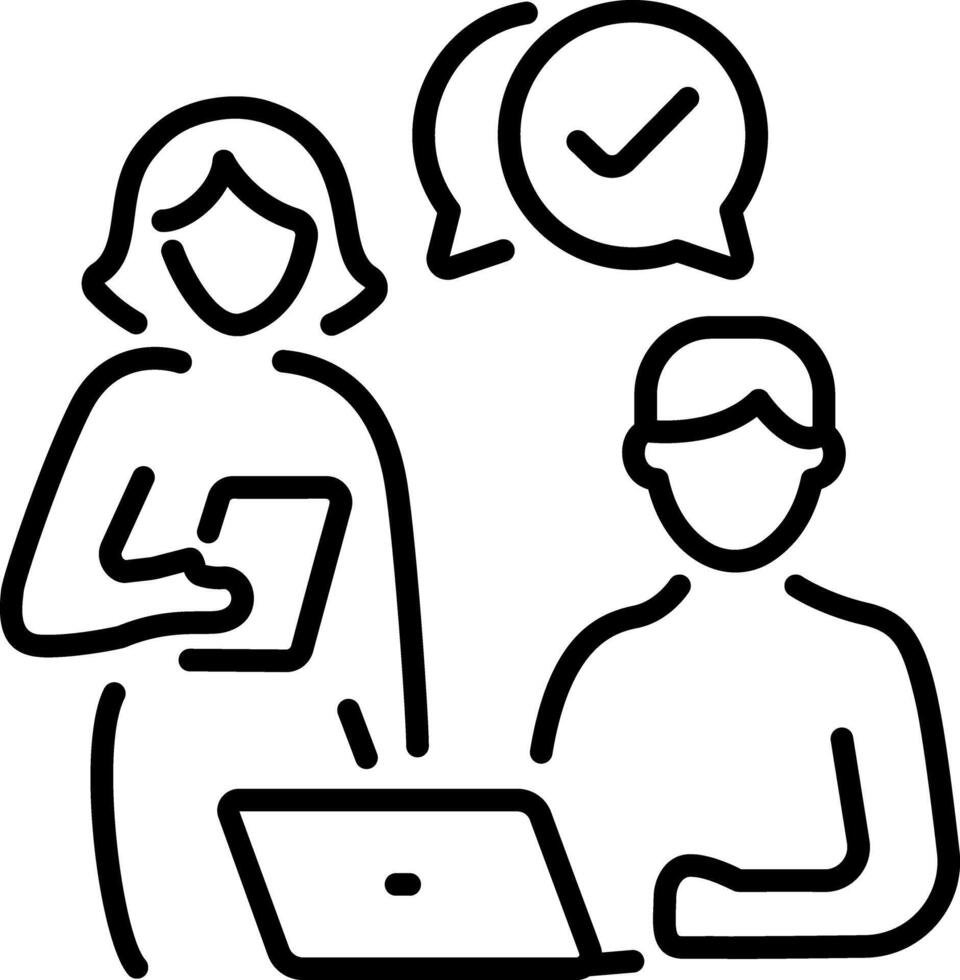 Business conversation between two characters, line style icon vector