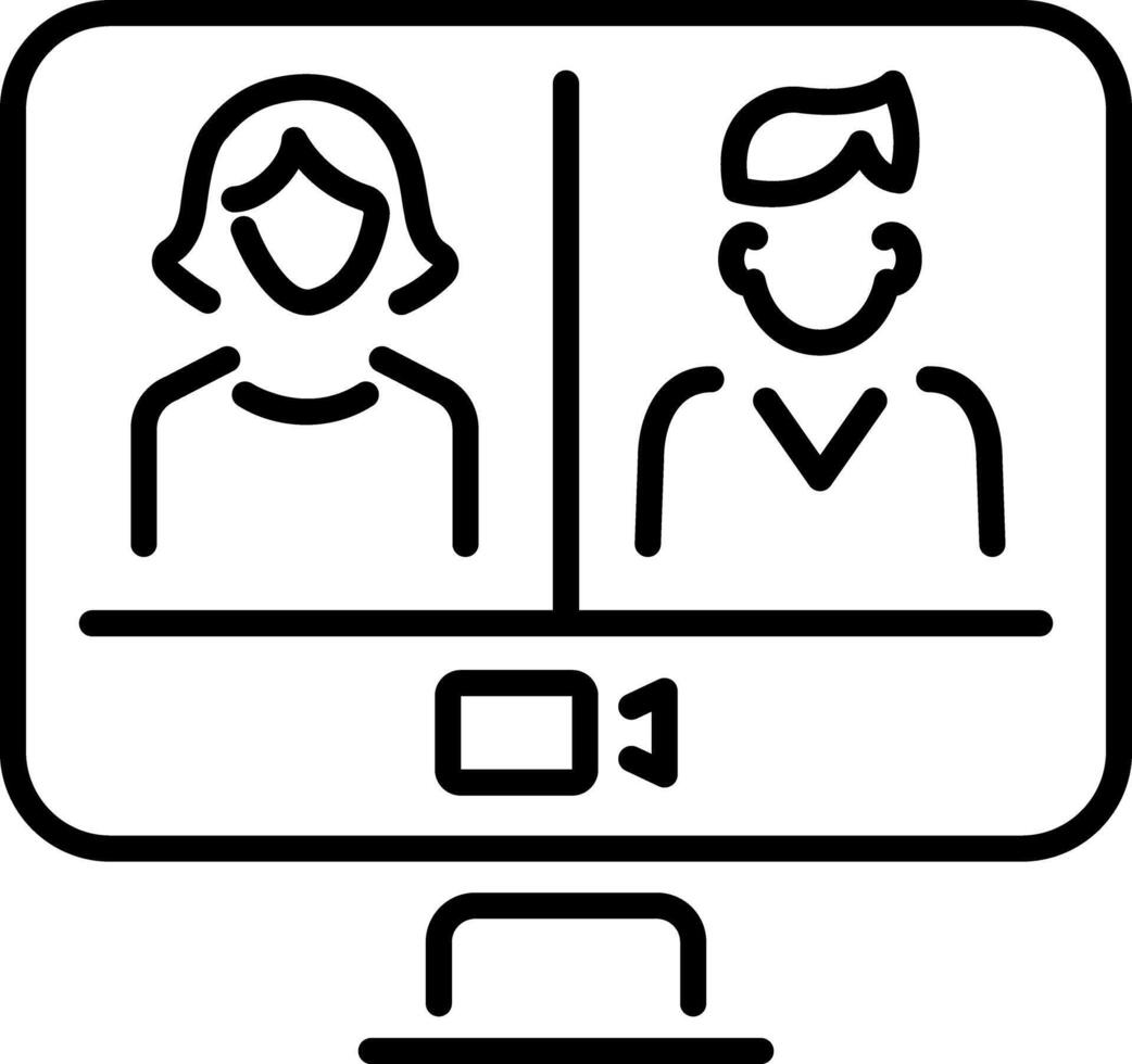 Online meeting system icon in linear style vector